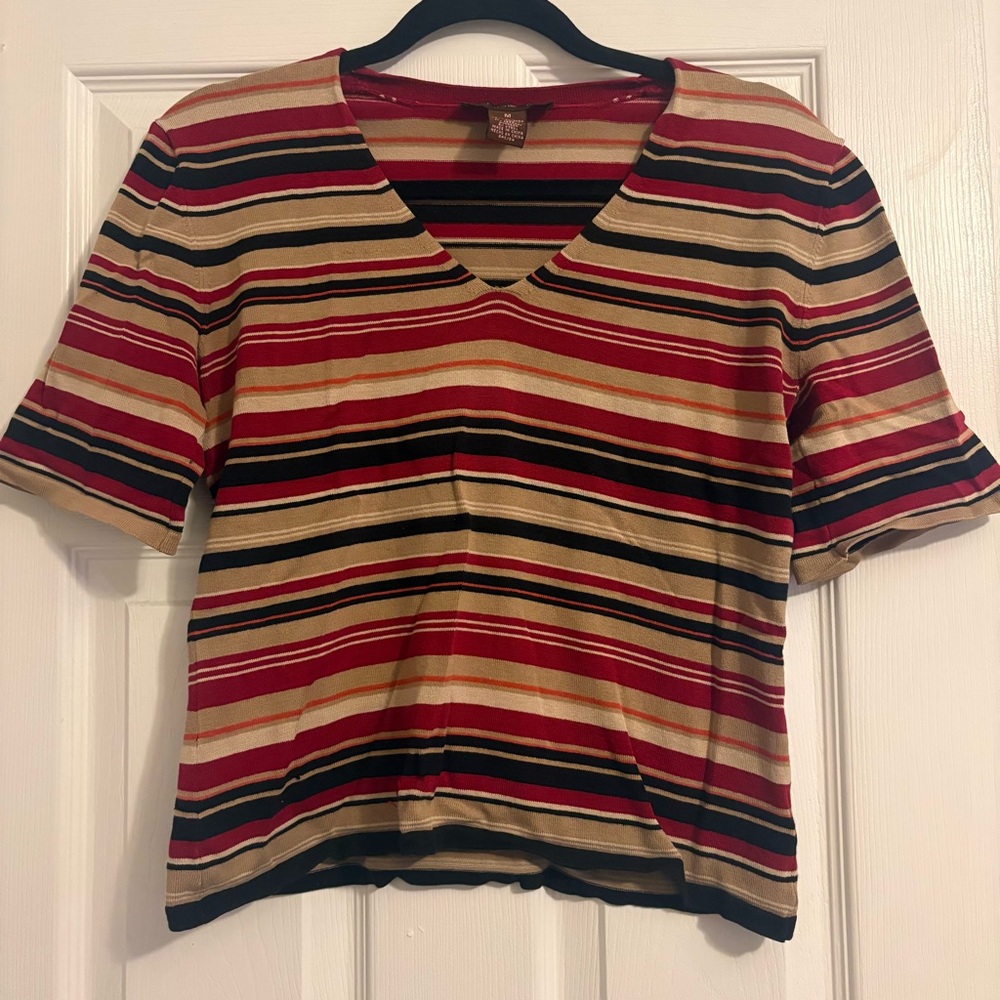 Bandolino Multicolor Striped V-Neck Top
